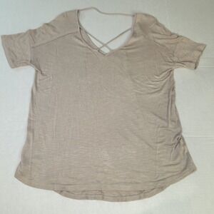 Staccato Women's Blouse medium‎ V Neck Shirt Sleeve Blush Comfy Casual Dressy